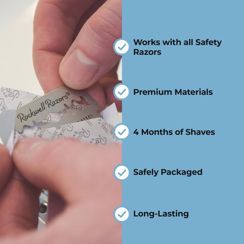 rockwell razors Precision-Crafted Swedish Stainless Steel Double-Edge Safety Razor Blades - Superior Sharpness for Smooth, Close Shaves - 20 Blade Pack - Image 3